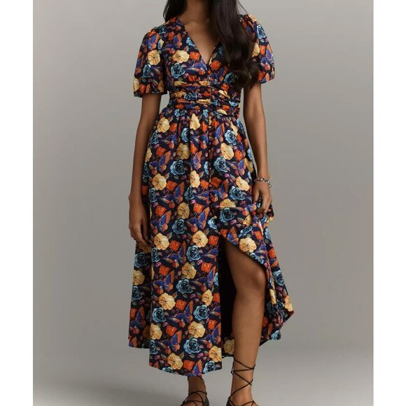 Anthropologie The Katerina Button-Front Dress Navy Floral Maxi Plus Size 2X NWT - Picture 4 of 6